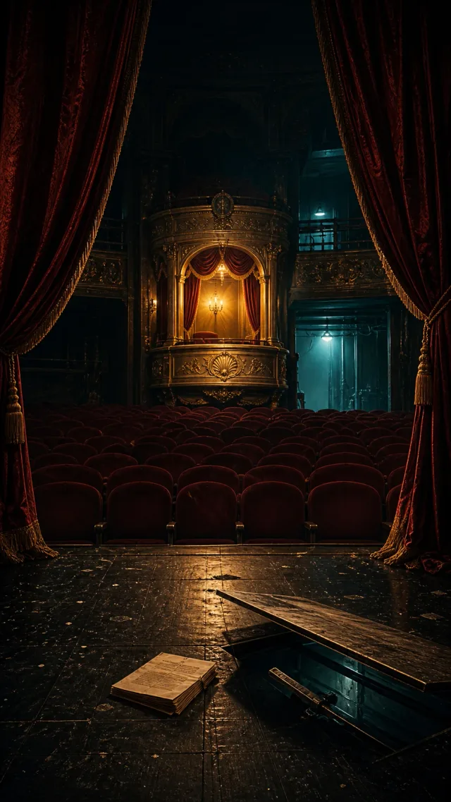 Escenario de un teatro vacío con telones rojos